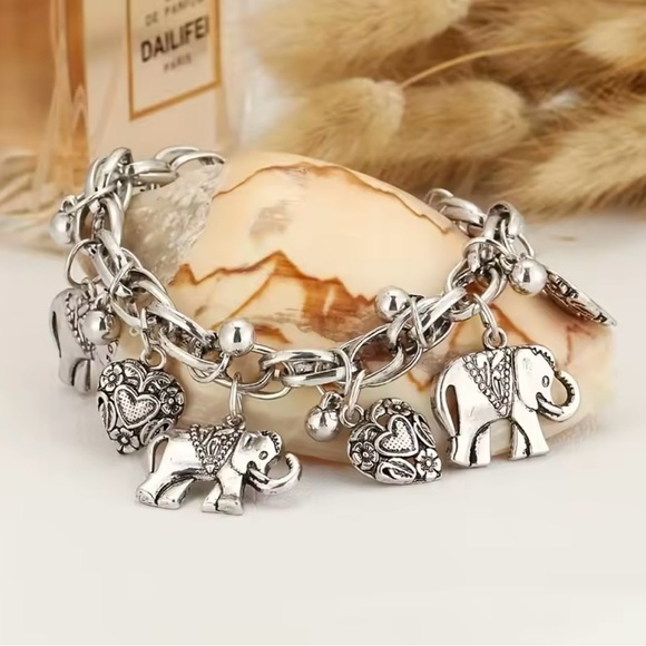 Elephant charm bracelet silver plated - Picture 6 of 8